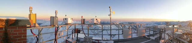 Setup of multiple analyzers at one of the measurement balconies.